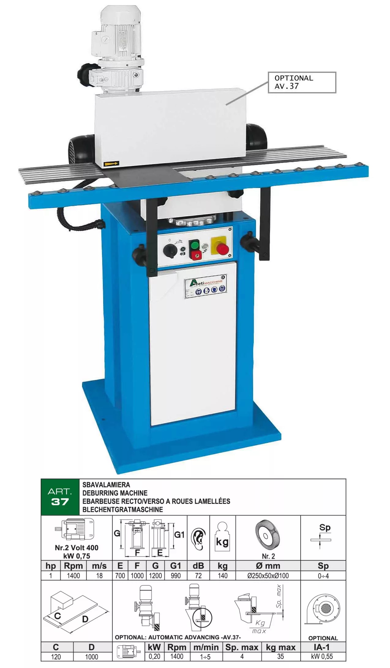 gratowarka, obróbka powierzchni, gratowanie, aceti, A37