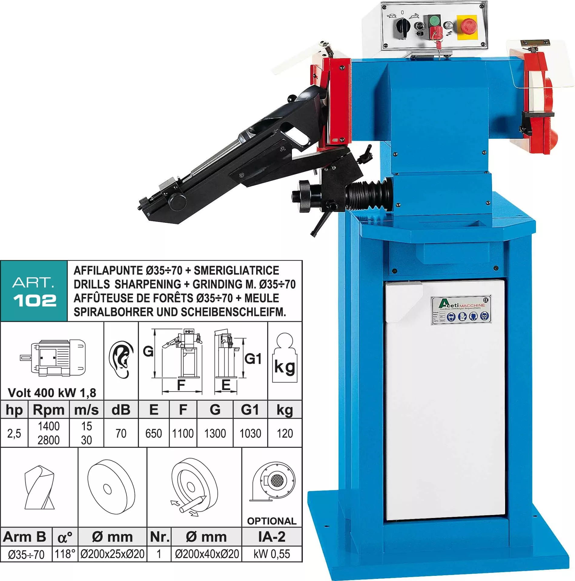 ostrzałka, ostrzałka do wierteł, aceti, A102