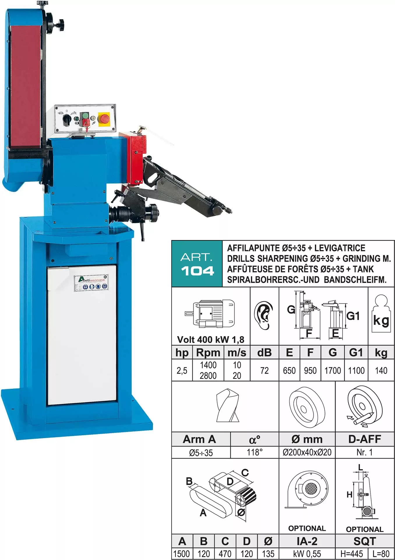 ostrzałka, ostrzałka do wierteł, aceti, A104