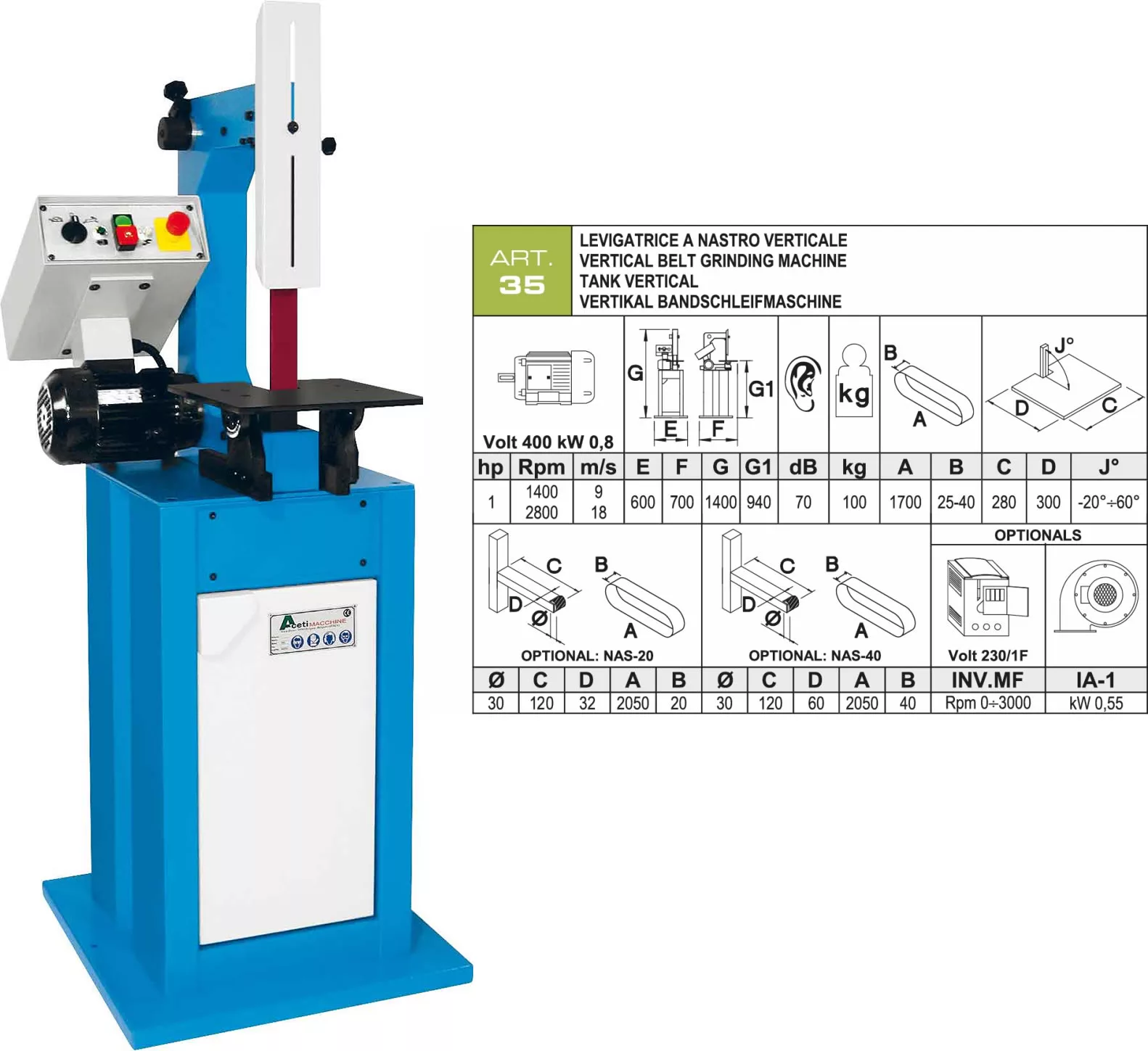 szlifierka taśmowa, obróbka powierzchni, szlifowanie, aceti, A35