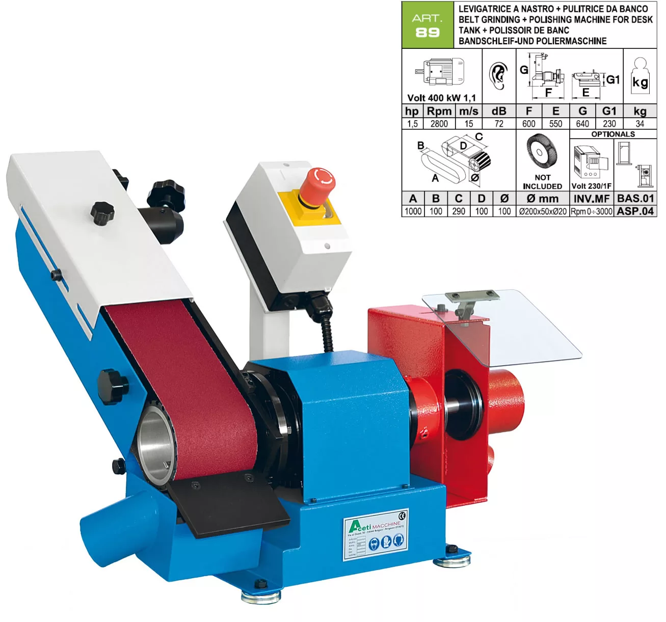 szlifierka taśmowa, obróbka powierzchni, szlifowanie, aceti, A89